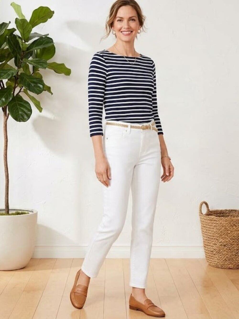 Talbots Modern Ankle White Straight Leg Jeans Women Size 8